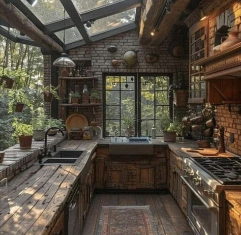 Fantastic Architecture, Dome Greenhouse, Loft Kitchen, Cabin Kitchen, Shop Garage, Rustic Kitchen Design, Dream House Rooms, Cabin Ideas, Dream House Interior