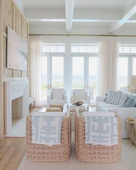 Soft hues and layered natural textures make this coastal living room a blend of comfort and elegance 🤍
📷 jessiepreza 
•
•
•
#ajinteriors #amyjohnsoninteriors #interiors #ajipvb #interiordesign #inspo #designinspo #designer #homedecor #homedecorideas #pontevedra #floridadesign #jacksonville #pontevedrainteriordesign #interiordesigner #coastalliving #coastaldecor #coastaldesign #peckycypress #fireplacedesign #livingroomideas #livingroomdecor #livingroomdesign Cape Remodel, Coastal Rooms, Spanish Apartment, Beach Inspiration, Beach Living Room, Beach House Living Room, Beach House Interior Design, Hampton House, Coastal Interiors Design