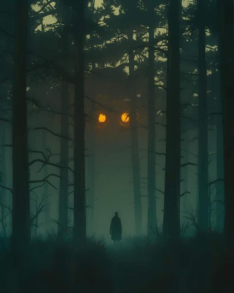 Haunted Forest Illustration, Scary Forest Art, Horror Game Design, Nyctophobia Art, Swamp Aesthetic Dark, Creepy Mountain, Haunted Forest Aesthetic, Spooky Forest Aesthetic, Folk Horror Aesthetic