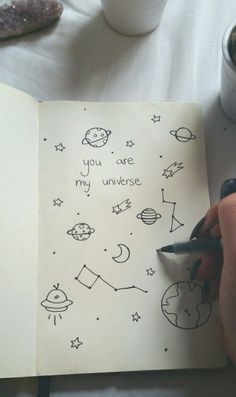 Tumblr Drawings, Notebook Doodles, Kraf Kertas, Space Drawings, My Universe, Drawing Quotes, A Notebook, 자수 디자인, Bullet Journal Doodles