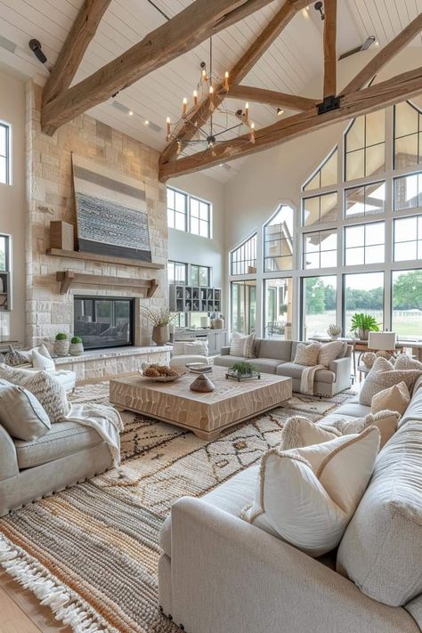 Barndominium Interior, Rustic Farmhouse Living Room, Barn Interior, Dream Life House, Farmhouse Living Room, Contemporary Farmhouse, Barn Style House, Dream House Interior, Dream House Plans