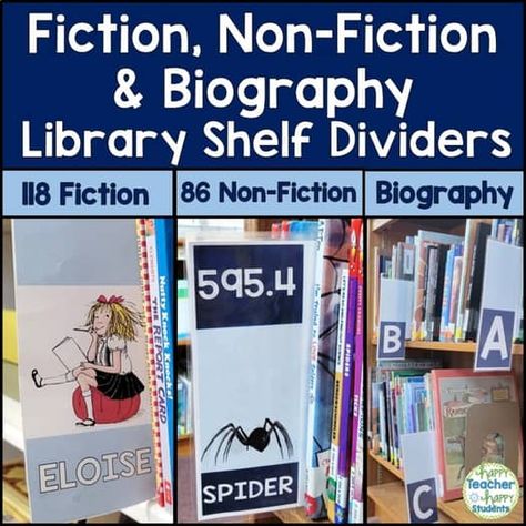 Library Dividers BUNDLE | Fiction, Nonfiction and Biography Library Shelf Labels Library Shelf Labels, Bookshelf Divider, Shelf Signs, Shelf Labels, Classroom Library Labels, Classroom Library Organization, Library Shelf, Library Labels, Library Signs