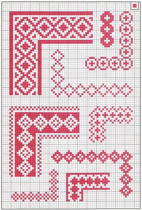 1. simple border made of diamond outlines.... to the lower right of the thick one on top Cross Stitch Boarders, Chicken Scratch Embroidery, Cross Stitch Border Pattern, Chicken Scratch, Pola Kristik, Cross Stitch Bookmarks, Pola Sulam, Cross Stitch Borders, Crochet Borders