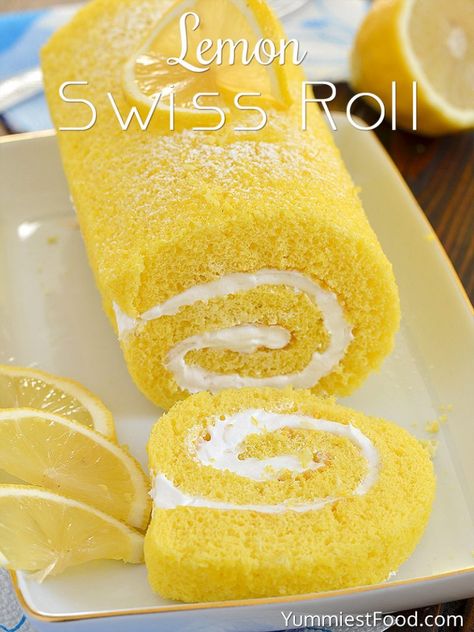 Lemon Swiss Roll, Swiss Roll Cake Recipe, Yummiest Food, Bakers Oven, Roll Cake Recipe, Swiss Roll Cakes, Swiss Cake, Swiss Rolls, Roll Cakes