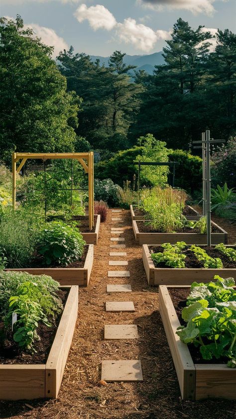 25 Garden Planning Layout Ideas for Raised Beds Home Garden Layout Plan, Design A Vegetable Garden, Summer Veggie Garden Layout, Veggie Bed Layout, Beautiful Raised Garden Beds Landscapes, Garden Farm Design, Beautiful Garden Layout, Raised Garden Beds With Pavers, Raised Beds Backyard