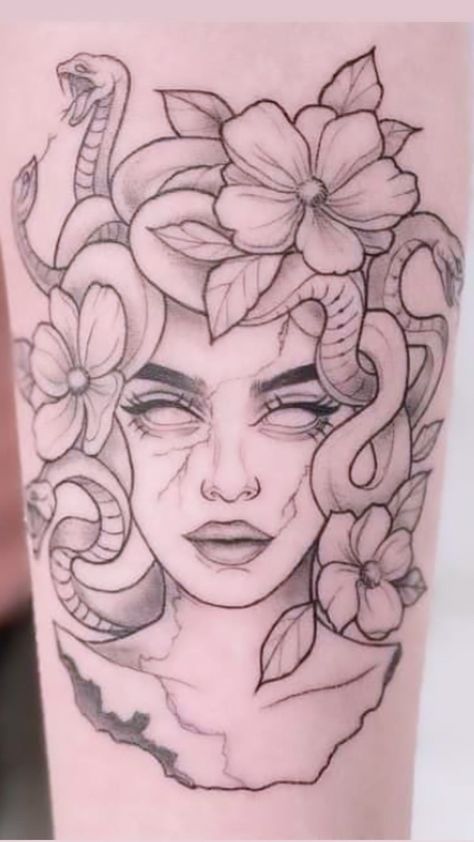 Medusa Tattoo Flowers, Medusa With Flowers Tattoo, Medusa Tattoo With Flowers, Belly Tattoo Design, Belly Tattoo Ideas, Medusa Tattoo Meaning, Tattoo Ideas Male, Tattoo Ideas Men, Female Belly