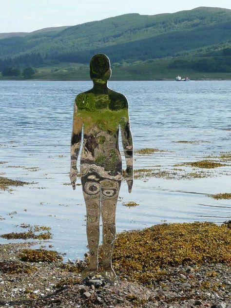 Mirrored Sculpture, Rob Mulholland, Mirror Sculpture, Healthy Community, Environment Photography, Human Figures, Scottish Art, Sculpture Park, A Level Art