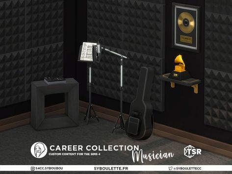 The Sims Resource - Career Collection #2 Musician Soundproof Panels, Sims 4 Studio, Music Stand, Studio Equipment, Sims 1, Guitar Case, Sims 4 Houses, Sims 4 Cc Finds, Music Studio