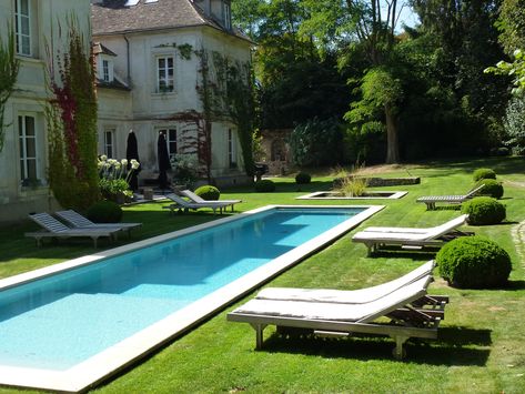 French Pool, Country Pool, 17th Century House, French Villa, French Chateau, Garden Pool, French Country House, Heated Pool, Pool Patio