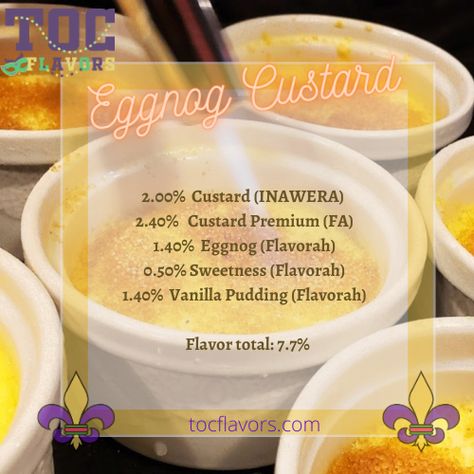 Ejuice Clone Recipes, Diy Eliquid Recipes, Eggnog Custard, Eliquid Recipe, Diy E Liquid, Clone Recipe, Juice Recipes, E Liquid, Juicing Recipes