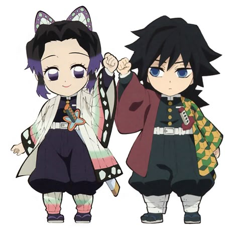 Chibi Demon Slayer, Chibi Kny, Demon Slayer Chibi, Kny Official Art, Shinobu X Tomioka, Giyuu X Shinobu, Demon Slayer Characters, Kny Ships, Hxh Characters