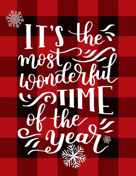 Its the Most Wonderful Time of the Year - A Free Printable perfect for adding a little buffalo plaid and Christmas Cheer to your Holiday Decor! Buffalo Check Christmas, Christmas Tablescape, Buffalo Plaid Christmas, Free Christmas Printables, Wonderful Time Of The Year, Christmas 2020, Red And Black Plaid, Country Christmas, Christmas Quotes