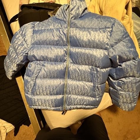 Blue Dior Puffer Jacket Dior Puffer Jacket, Blue Dior, Blue Puffer, Puffer Jacket, Puffer, Dior, Blazer, Outfit Inspo, Plus Fashion