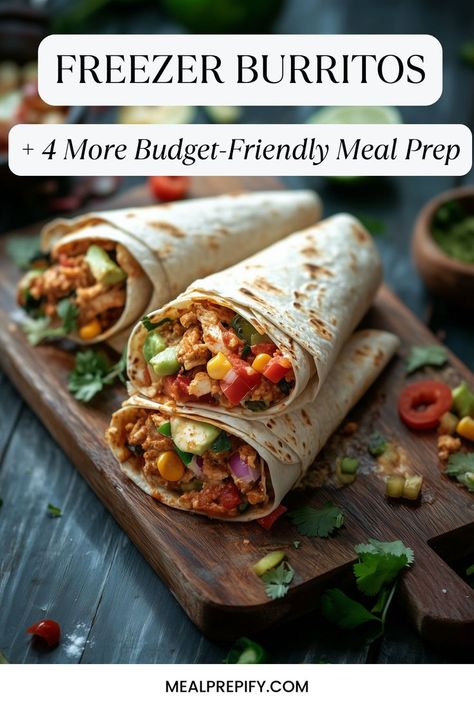 A wrapped burrito ready for freezing, demonstrating a Budget-Friendly Meal Prep for College Students with a focus on make-ahead meals. Make Ahead Burritos, Meal Prep For College Students, Meal Ideas For College Students, College Student Recipes, Prep For College, Baby Meal Prep, Freezer Burritos, Affordable Meal Prep, Freezer Lunches