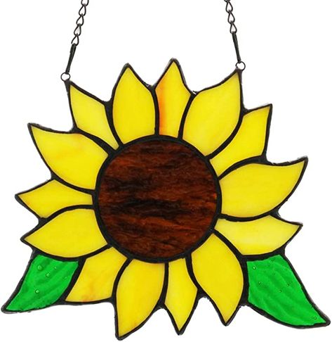 HAOSUM Tiffany Style Stained Glass Sunflower Window Panel Hanging Decoration 5.3"×6.2": Amazon.ca: Home & Kitchen Stained Glass Sunflower, Glass Sunflower, Handmade Sunflower, Sunflower Kitchen Decor, Gifts For Women Birthday, Women Birthday Gifts, Sunflower Kitchen, Sunflower Gifts, Stained Glass Window Hanging