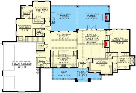 Closed Floor Plan, Bed Layout, Living Rich, American House Plans, Kitchen Floor Plans, Floor Plan Layout, Jack And Jill Bathroom, Ranch House Plans, Jack And Jill