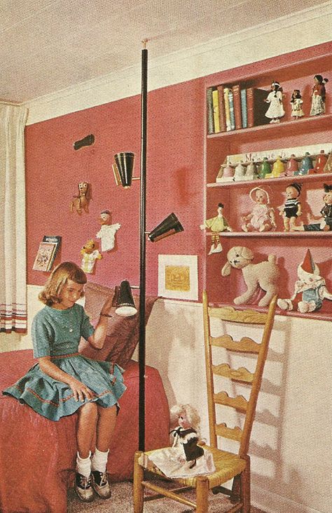 Vintage Home Decorating, Children's Rooms, 1960s Style 1950s Bedroom Decor, 1950s Bedroom, 1950s Kids, 1960s Interior, Retro Rooms, Home Decor Ideas Bedroom, Decor Ideas Bedroom, Retro Bedrooms, 1960s Style