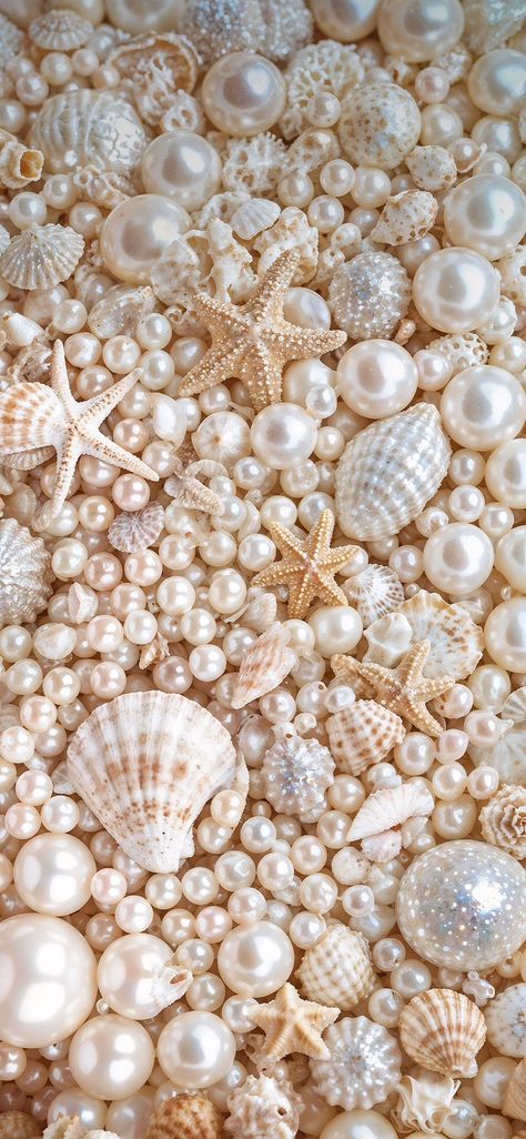 Sea Shells Aesthetic Wallpaper, Sea Shell Wallpaper Aesthetic, Jewels Aesthetic Wallpaper, Pearl Lockscreen, Creme Wallpaper Iphone, Pearl Background Wallpapers, Pearl Wallpaper Iphone, Pearl Wallpaper Aesthetic, Jewel Background