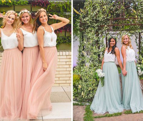 Bridesmaids Dress Theme - Tuck in Top and Chule Skirt Skirt Bridesmaid Dresses, Skirt Beach, Beach Bride, Bridesmaids Dress, Future Wedding, White Tops, Long Skirt, Bridesmaid Dresses, Wedding Dress