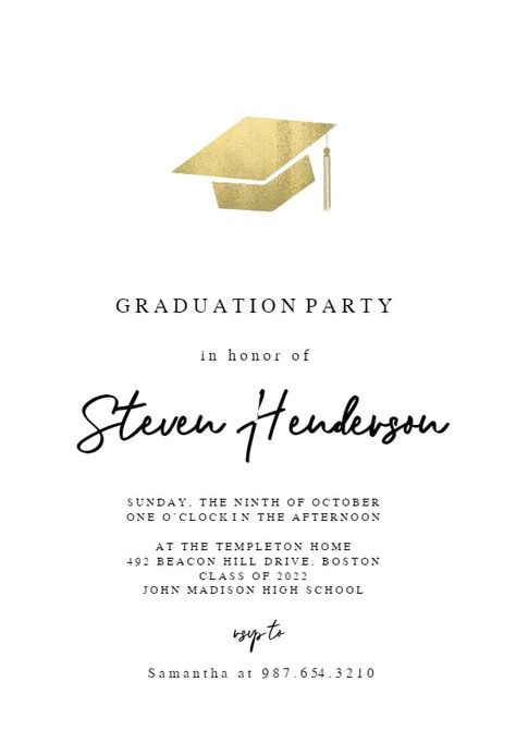 Graduation Party Template, Party Invitation Design, Graduation Images, Template Graduation, Graduation Party Invitations Templates, Senior Graduation Party, Graduation Poster, Graduation Templates, Gold Hat