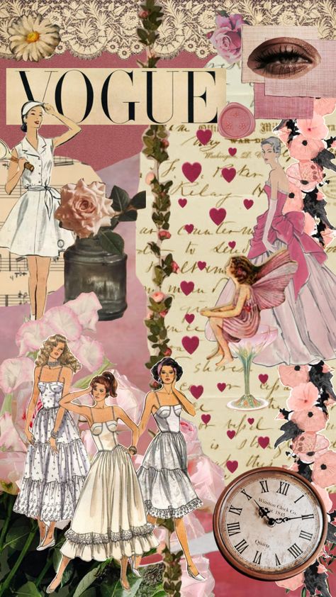 Fashion Art Collage, Pink Magazine Aesthetic, Pink Vogue Aesthetic, Fashion Collage Aesthetic, Pink Mood Board Aesthetic, Pink Vouge Aesthetic Wallpaper, Pink Fashion Collage, Girly Aesthetic Collage, Vogue Collage