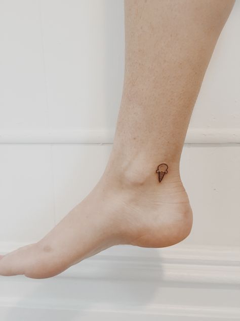 I’ve Cream Tattoo, Ice Cream Cone Tattoo Tiny, Tiny Ice Cream Tattoo, Small Ice Cream Cone Tattoo, Ice Cream Tattoo Design, Ice Cream Tattoo Ideas, Popsicle Tattoo, Ice Cream Cone Tattoo, Delicate Feminine Tattoos