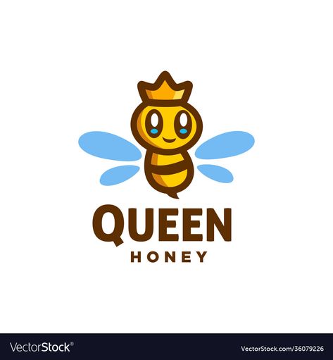 Bee Mascot Design, Benefits Of Honey Water, King Emoji, Bee Mascot, Cute Buildings, Honey Pops, Logo Bee, Crown Vector, Cartoon Logo Design