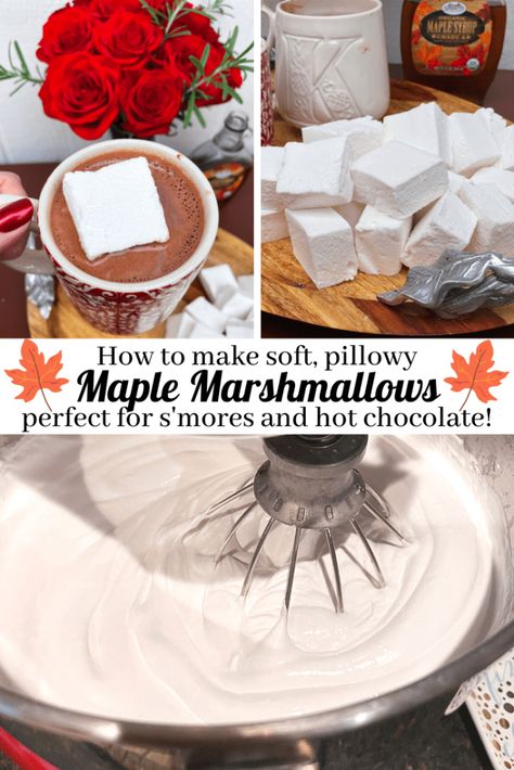 Maple Marshmallows, Homemade Maple Syrup, Homemade Marshmallow Recipe, Marshmallow Recipe, Maple Syrup Recipes, Gourmet Marshmallow, Maple Candy, Rich Cake, Creamy Pudding