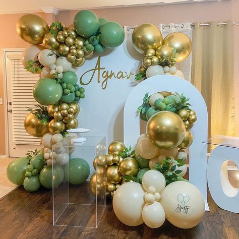 White Party Balloons, Sage Green Balloons, Green Balloons, Hawaiian Birthday Party, Simple Birthday Decorations, Balloon Lights, Gold Confetti Balloons, Birthday Party Theme Decorations, Balloon Kit