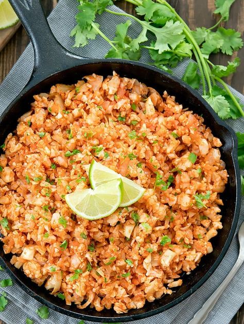 Caulirice Recipes, Mexican Cauliflower Rice, Mexican Cauliflower, Parmesan Cauliflower, Homemade Pesto Sauce, Cauliflower Rice Recipes, Gluten Free Dishes, Mexican Rice, Homemade Pesto