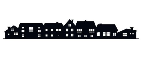 country skyline silhouette on white background. Black houses silhouettes. Buildings icon for mobile concept and web app. Residential house property exterior view. Stage Costume Design, House Silhouette, Black Houses, Building Icon, Skyline Silhouette, House Property, Youtube Banner, Background Black, Residential House