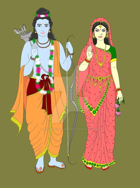 Lord Rama and Goddess Sita by Madhuchhanda on DeviantArt Sia Ram, Ram Sita Image, Goddess Sita, South Indian Wedding Hairstyles, Bal Hanuman, साईं बाबा, Ram Sita, Rama Image, Ram Image