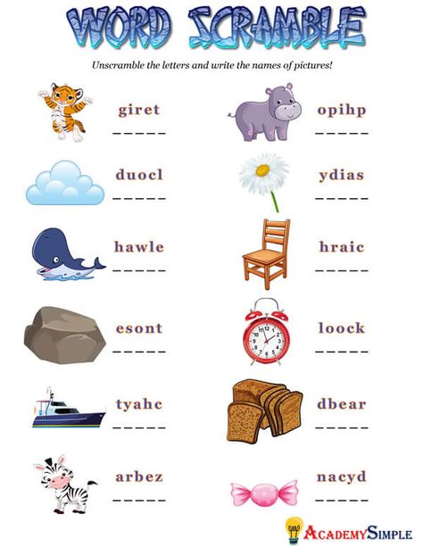 Word Scramble #7 Jumbled Words, Verb To Be, Words Vocabulary, Unscramble Words, Sentence Scramble, Scramble Words, Worksheets For Grade 3, Simple Present Tense, Esl Vocabulary