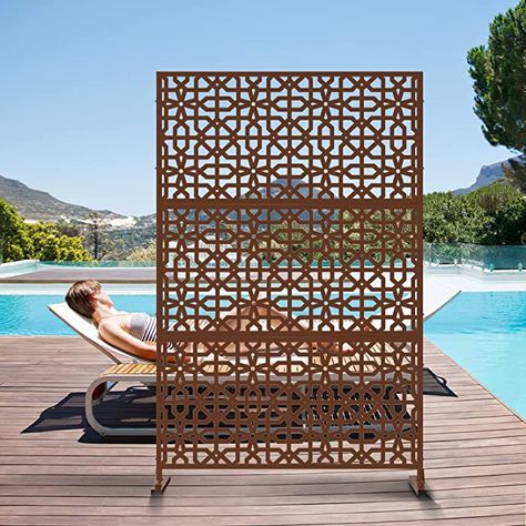 Outdoor Divider, Garden Dividers, Freestanding Deck, Outdoor Privacy Screen, Screen Divider, Outdoors Ideas, Metal Fence Panels, Patio Privacy Screen, Fence Screen