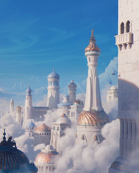 ArtStation - The Flutist Mythical Architecture, Magic Architecture, Sky Castle, Fantasy World Map, Forest City, Rpg Map, Fantasy Background, Scene Art, Fantasy Theme