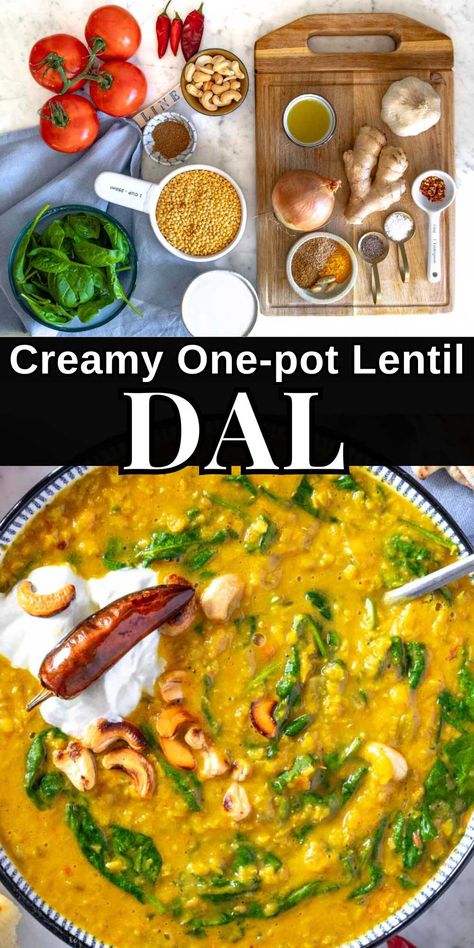 Our dal recipe is a creamy and comforting Indian dish you can make with split lentils and spices in one pot in about 30 minutes.The recipe is excellent for a weeknight dinner as the lentils cook fast, and for meal prep as it keeps well for days. Lentil Recipes Indian, Lentil Recipes Easy, Cooking Red Lentils, Instapot Meals, Curried Lentil Soup, Protein Vegetarian, Plant Based School, 30 Min Meals, High Protein Vegetarian Recipes