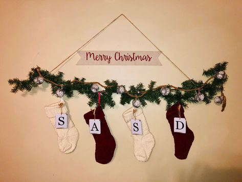 Where To Put Stockings Without Fireplace, Stocking On The Wall, Stockings Hanging On Wall, Stocking Wall Ideas, Hanging Stocking Ideas, Hang Stockings On Wall, How To Hang Stockings Without A Mantle, Hanging Stockings On Wall, Hang Stockings Without Fireplace