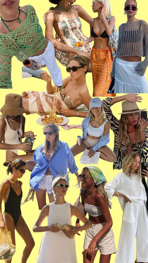 Beach Days Mood Board Ibiza Fashion Outfits, Pool Outfit, Pool Outfits, Pool Party Outfits, Ibiza Outfits, Europe Outfits, Ibiza Fashion, Outfit Collage, Beach Days