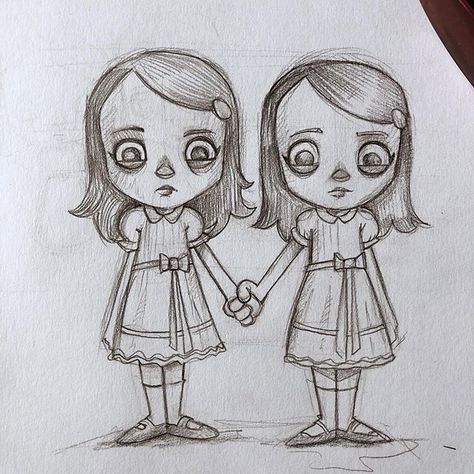 #Repost @uminga720 Come play with us Danny. Quick warm up sketch of the Grady Twins from the Shining . #horror #spooky #theshining #scarymovie #sketch #art #drawing #warmup #artist #artistsoninstagram #pencildrawing #pencil #uminga #overlookhotel Creepy Sketches, Horror Cartoon, Scary Drawings, Horror Drawing, Flower Art Drawing, Easy Drawings Sketches, Halloween Drawings, Horror Movie Art, Simple Cartoon