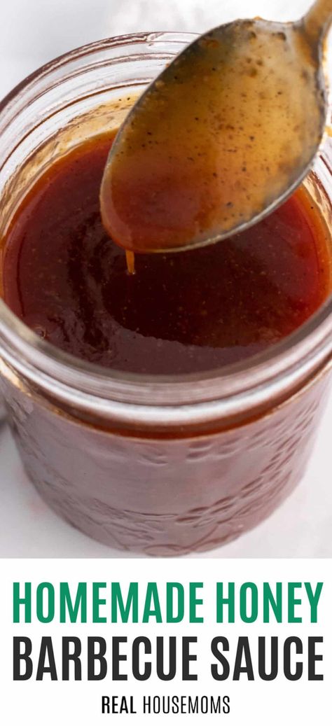 Quick, easy, and deliciously sweet! Honey Barbecue Sauce is the ultimate flavor maker for all your grilling needs! #RealHousemoms #honeybarbecue #barbecuesauce #bbqsauce #grilling #barbecue #cookout Honey Barbeque Sauce, Honey Bbq Sauce Recipe, Bbq Sauce Homemade Easy, Corn Recipes Side Dishes, Honey Barbecue Sauce, Homemade Bbq Sauce Recipe, Homemade Bbq Sauce, Honey Barbecue, Honey Bbq Sauce