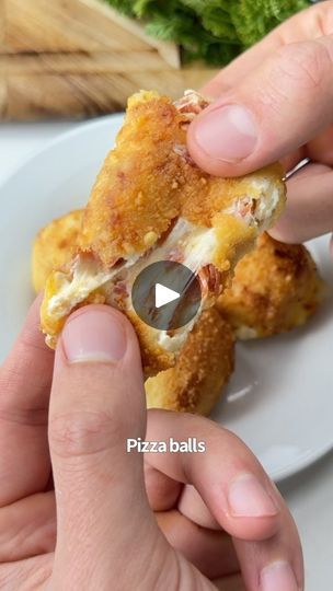 1.2M views · 125K reactions | Say “YUM” if you would eat these Crispy Pizza Balls 🍕😋🙌

What you need:
6 pepperoni slices
1/4 cup shredded mozzarella
2 oz cream cheese 
1/4 cup grated Parmesan
1 large egg, beaten
Italian seasonings

How to make them:
1. Chop up your pepperoni slices. Mix with the cream cheese, mozzarella & seasonings. 
2. Roll into 4-6 balls. Coat with the egg wash  and Parmesan. 
3. Air fry @ 400F for 6-8 mins & enjoy! | iRick Wiggins | ketosnackz · Original audio Pizza Balls, Irick Wiggins, Oven Food, Pizza Ball, Italian Seasonings, Cheese Mozzarella, Keto Appetizers, Crispy Pizza, Pizza Fries