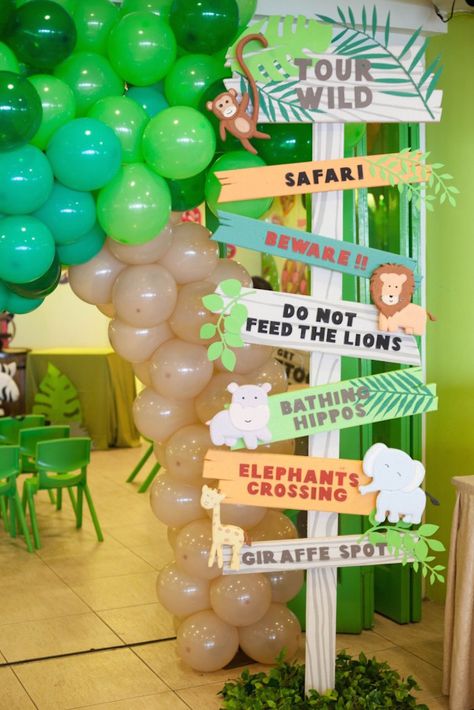 Animal Safari Birthday Party via Kara's Party Ideas KarasPartyIdeas.com (28) Jungle Theme Birthday Party, Zoo Birthday Party, Jungle Safari Birthday, Jungle Theme Parties, Jungle Theme Birthday, Jungle Birthday Party, Safari Theme Birthday, Jungle Safari Party, Zoo Birthday