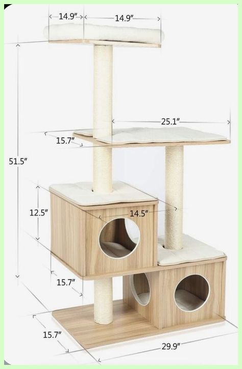 Modern Cat Tower, Diy Cat Tower, Cat Tree Plans, Katt Diy, Cat Tree Designs, Cat Playhouse, Wooden Cat Tree, Katt Grejer, Wooden Cat House