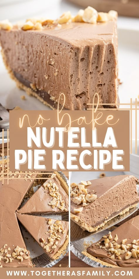 Easy Cream Pies No Bake, Nutella And Cream Cheese, Graham Cracker Crust Pie Filling, Nutella Pie Recipes, Nutella Cream Pie, Nutella Pie No Bake, Nutella Tart, No Bake Pies With Graham Cracker Crust, Nutella And Pie Crust Recipes