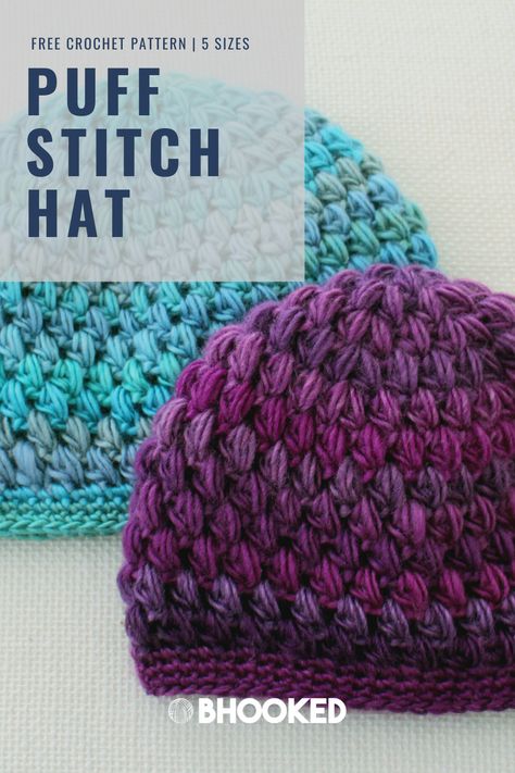 Crochet Hat Toddler, Puff Stitch Hat, Puff Stitch Crochet, Crochet Adult Hat, Toddler Hats, Stitch Hat, Hats Crochet, Crochet Kids, Confection Au Crochet