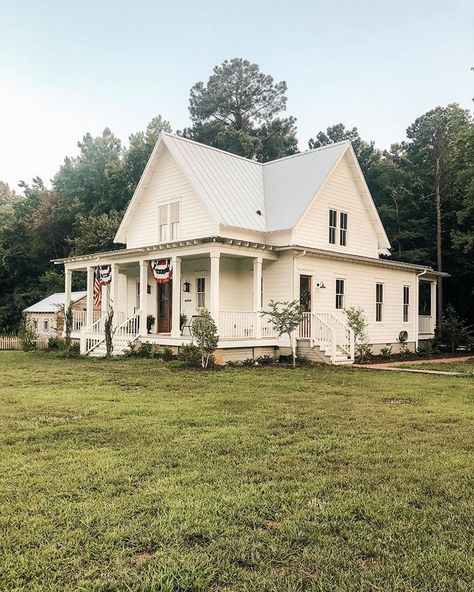 Thunderstorms rolling in and I’m enjoying a quick walk in the woods. We recently put some lights up on the back porch and I love them.… Four Gables Farmhouse, Four Gables, Farm Plans, American Farmhouse, Dream Life House, Sweet Magnolia, Farmhouse Remodel, Farmhouse Style House Plans, To Autumn