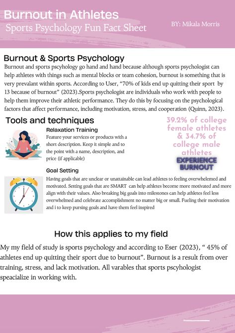 Sports psychology has shown that burnout in athletes is becoming very prevelant. Here is the information and tools that can be helpful! Sport Psychology Aesthetic, Sports Psychology Mindset, Defense Mechanisms Psychology, Sport Psychology, Freud Psychosexual Stages, Sports Psychology, Counseling Psychology, Psychology Fun Facts, Competitive Swimming