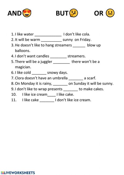 Linking words interactive and downloadable worksheet. You can do the exercises online or download the worksheet as pdf. Remedial Teaching, Conjunctions Worksheet, Linking Words, Grammar For Kids, Classroom Anchor Charts, Phonics Rules, English Skills, Future Tense, Teaching English Grammar