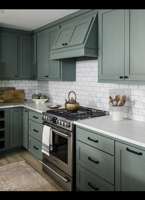 Kitchen Cupboard Colours, Green Kitchen Ideas, Jenny Marrs, Retired Firefighter, The Colour Green, Green Kitchen Designs, Sage Green Kitchen, Green Kitchen Cabinets, Home Green