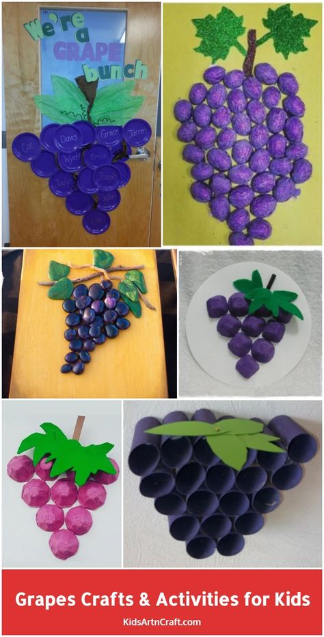 Grapes Crafts & Activities for Kids - Kids Art & Craft Grape Crafts For Preschool, Grapes Craft, Egg Cartoon, Nest Ideas, Vegetable Crafts, Art Activities For Toddlers, Craft Images, Fairy Crafts, Craft Paint